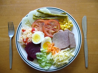 Picture of cold meat and salad lunch